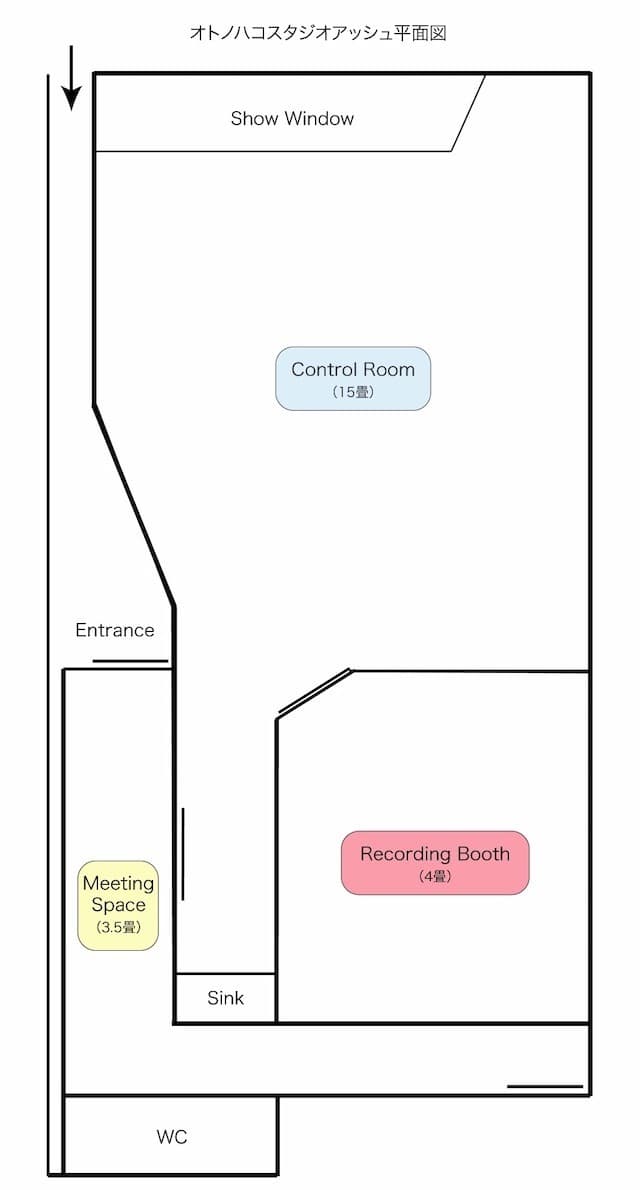 オトノハコスタジオアッシュ平面図
